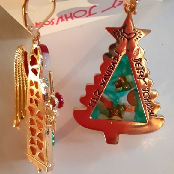 New Betsey Johnson Angel Mismatch Drop Earrings - Picture 7 of 10